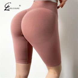 CHRLEISURE Summer Women Shorts Fitness High Waist Short Seamless Push Up Sporty Female Slim Workout Gym Biker 210724