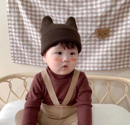 Berets Autumn Winter Baby Knitting Hat Korean Version Cute Horn Cap For Boy Girl Beanies Hats Kids Pography Bonnet 1-2 Years