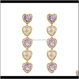 Dangle & Chandelier Delivery 2021 Fashion Jewellery Simple Geometric Long Elegant Luxury Heart Shape Full Crystal Drop Earrings For Women Z8Xn6