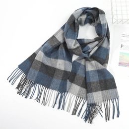 Warm Long Scarf With Tassels Classical Colours Squares Pattern Slouchy Plaid Cloth Scarves