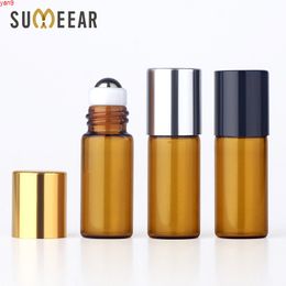 100Pieces/Lot 3ML Essential Oil Bottles Amber Glass Bottle Roller Refillable Perfume Travel Mini Empty Cosmetic Containerhigh qty