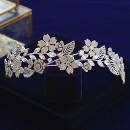 Brides Gorgeous Cubic Zircon Tiaras Crowns Headpieces Bridal Diadema Wedding Hair Accessories Evening Headdress X0625