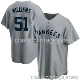 Bernie Williams #51 Grey Ver2 Baseball Jersey XS-6XL Stitched Men Women Youth baseball Jersey