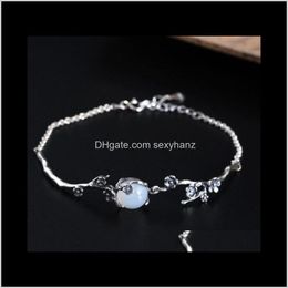Link, Chain Jewellery Drop Delivery 2021 Vintage Bracelet With White Moonstone Prong Setting Chains Anniversary Gift Adjustable Fashion Bracele