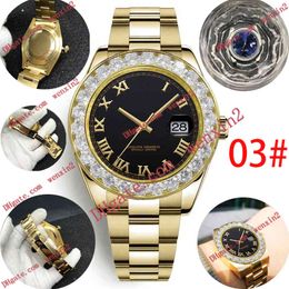 mens Diamond watch roman numerals Mechanica automatic 43mm 20 Colour High Quality Stainless steel bezel waterproof sports Style Classic gold Wristwatches