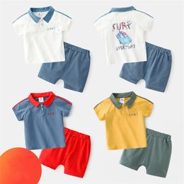 Summer 2 3 4 6 8 10 Years Children Clothing Short Sleeve 2 Piece Suits Handsome T-Shirt Shorts Sport Set For Baby Kids Boy 210625