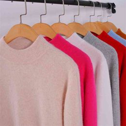 Осень Кашемире шерсть женский свитер Джерси розовый бежевый теплый мягкий женский пуловеры свитера зимняя мода джемпер женский 2xL 210918