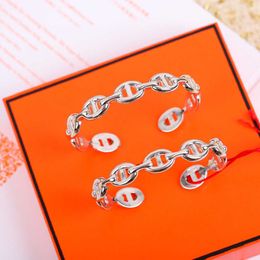 S925 Silver opened bracelet in platinum color for women wedding jewelry gift have box stamp PS3364