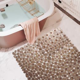 Bathroom Floor Mat Pebble Design Non-slip Square Carpet Bathing Shower Bathtub PVC Pad, 210724