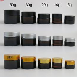 12 x 5g 10g 20g 30g 50g Empty Amber Glass Cream Brown Cosmetic Container with white Seal Black Silver Gold Lidsgoods qty