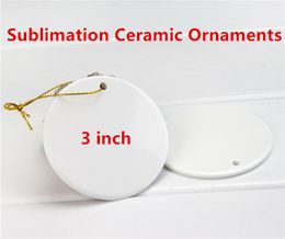 Sublimation Christmas Ornaments White Blank Ceramic Party Decoration For Heat Transfer A12