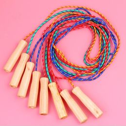 new Primary student Sports toys students single up to the standard skipping rope fitness wooden handle Jump ropes school sporting EWB7854