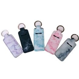 Neoprene Chapstick Holder Favour Lipstick Cases Cover Portable Balm Holders Marble Style Key chain RTS Keyrings Party Gifts RH2988