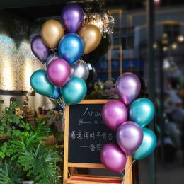 10pcs/lot 12inch 2021 Metallic Latex Balloon Thick Pearly Metal Helium Balloon Wedding Party Birthday decoration