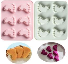 Baby Footprint Moulds Foot Step Baking Moulds Silicone Fondant Moulds for Baby Shower Birthday Cake Decoration Candy Chocolate Cupcake Topper Decorating 1222260