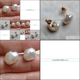 Stud Earrings Jewellery Fashion White Colour Baroque Pearl 18K Gold Ctivation Aurora Bead Personality Mesmerising Diy Noble 210323 Drop Deliver