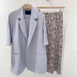 Women Summer Vintage Double Breasted Solid Blazers And Jackets Fashion Turn-down Collar Slim Female Blazer Coat 210601