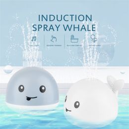 Baby Bath Toy Shower Bathing Water Spray Cartoon Whale Electric Induction Sprinkler Music Colourful Light 210712