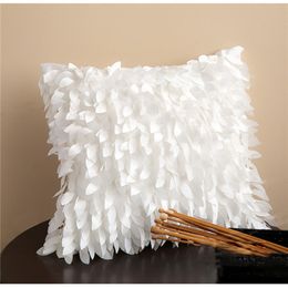 wholesale leaves pillow case for sofa cushion /fashion peacock feather pillow cover party christmas decor 210401