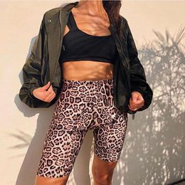 High Waist Leopard Print Sports Leggings Fitness Shorts Cycling Running