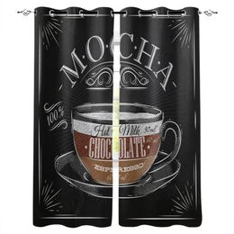 Curtain & Drapes Coffee Poster Cup Black Modern Living Room Blackout Curtains For Kitchen Bedroom Window Treatments