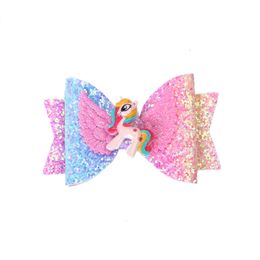 7 Colours Girl Hair Accessories Princess Sequined Bow Barrettes Exquisite Unicorn Clipper