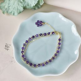 Natural Amethyst Super Flash Simplicity Fairy Premium Temperament Purple Crystal Bracelet String Wrist Chain