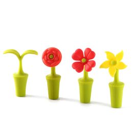 Silicone Flower Wine Stopper Reusable Beer Champagne Whiskey Bottle Cork Vacuum Sealed Cover Bar Accessories Barware DAP426