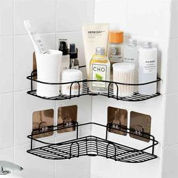 Bathroom Storage Box Collection Appliances Racks Wall-mount Iorn Tripod Kitchen Shelf Accessories Sets 210423