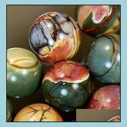 Stone Loose Beads Jewelry Natural 12Mm Picasso Jasper Gemstone Round Ball Bead Strand 15 Drop Delivery 2021 G0Dcj