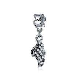Fits Pandora Bracelets 20pcs Wings of Angels Crystal Silver Charms Bead Charm Beads For Wholesale Diy European Sterling Necklace Jewellery