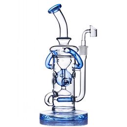 hookah 11.3 Inch tall Purple Dark-green Straight Type Recyler Glass Water Bongs 14mm Female Banger Smoking Hookahs In Stock