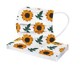 Adult disposable sunflower printing mask anti-dust non-woven melt blown cloth masks