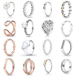 NEW 2021 100% 925 Sterling Silver Flower Pearl Ring Fit DIY Original Bracelet Fshion Jewelry Gift11