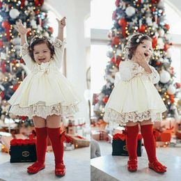 1-6T Chirtmas Clothes Toddler Kid Clotehs Baby Girl Clothes Princess Dress Lace Tulle Party Pageant Dress Christmas Dresses Q0716