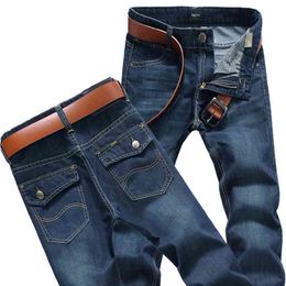 Four seasons plus size men's jeans, straight pants, business casual pants, slim long pants and multi-pocket fashion men's models 210331