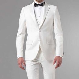 White Formal Wedding Tuxedo for Groom 3 piece Slim fit Business Men Suits Man Fashion Clothes Male Set Jacket Vest with Pants X0909