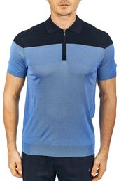 Shirt Silk Men 2021 Summer Business Colour Matching Short Sleeve High Quality Zipper Big Size M-4XL Men's Polos