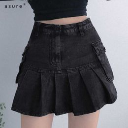 Woman Emo Pleated Skirts Mall Goth Y2k Clothes Kawaii E Girl Mini Skirt For Teenagers Female Punk Aesthetic Grunge LQMKD00024 210712