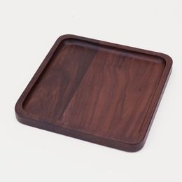 Black Walnut Wooden Square Tray Fruit Snack Bread Plates Eco Friendly Food Dinner Dishes Wooden Plate Breakfast Tea Milk Tray