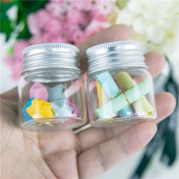 37*40*24mm 20ml Glass Bottles Aluminium Cap Transparent Clear Liquid Gift Candy Container Empty Wishing Jars 12pcsjars