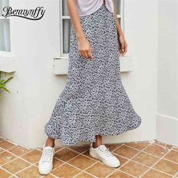 Floral Print Sweet A-Line Skirt Women Summer Fashion High Waist Casual Ladies Holiday Long s Womens Maxi 210510