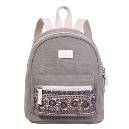 Outdoor Bags High Quality Women Backpack Vintage Fashion Shoulder Multi Procket Backpacks Travel Bag Mochilas Small Casual Canvas