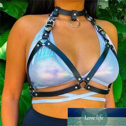 Goth Punk Rock Leather Rivet Halterneck Choker Waist Harness Women Sexy Adjustable Lingerie Garters Sculpting Chest Waist Belts Factory price expert design