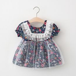 0-2year Summer Baby Girl Dress Cute Print Floral Princess Dress for Girls Party 1st Birthday Dresses Baby Girl Clothing Vestidos Q0716