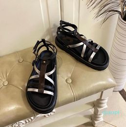 Designer-2022 gladiator sandals women black summer causal shoes comfortable genuine leather buckle platform sandal size 35-41