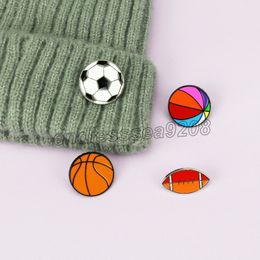 Enamel Pins Football Basketball Kids Brooch Boy Sports Student Rugby Ball Brooches Backpack Badges Jacket Pin Jewelry Accessorie