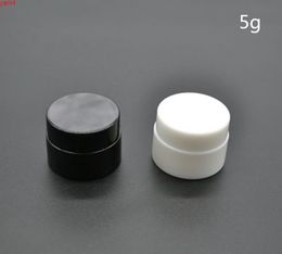 100pcs white black round small plastic bottle jars containers with lids for cosmetic packaging, sample containersgoods