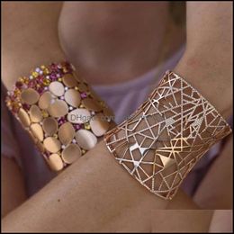 Earrings & Necklace Jewelry Sets Missvikki Luxury Vintage Golden Hollow Bangle Ring Wide Bracelet For Bridal Women Wedding 2021 Drop Deliver