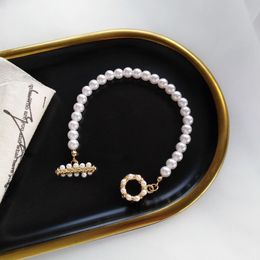Bangle 2021 Creative Pearl Bracelet For Women Exquisite Simple OT Buckle Gold Color Charm Bracelets Bangles Fashion Luxury Jewelry